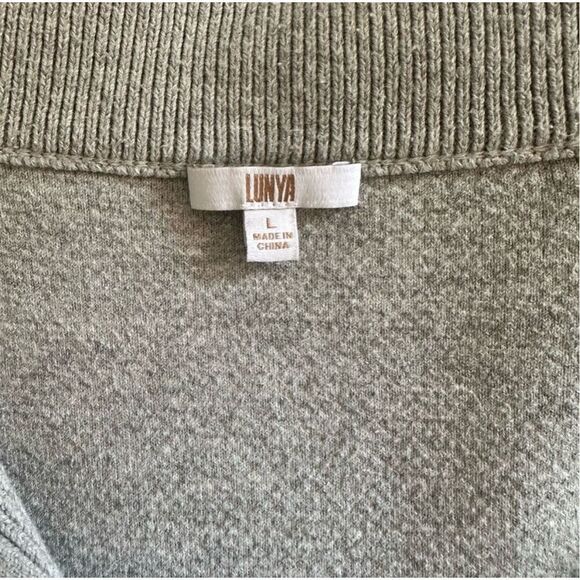 ✨Lunya Cottonsilk™ Collared Half Zip Mellow Heather Grey Sz Large Sweater✨ - Picture 9 of 9